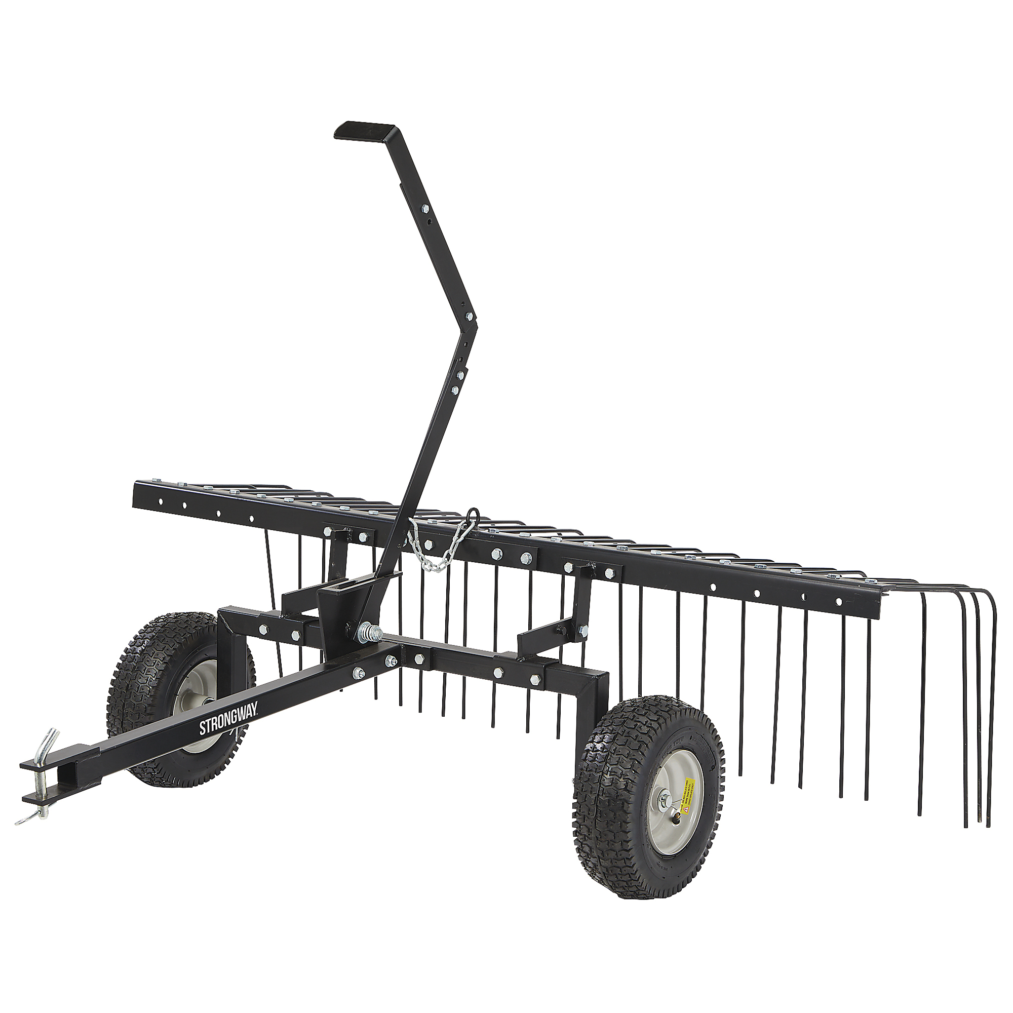 Strongway 60in. Tow-Behind Pine Straw Rake for ATV/UTV and Lawn Tractor, Debris and Leaf Rake, Steel